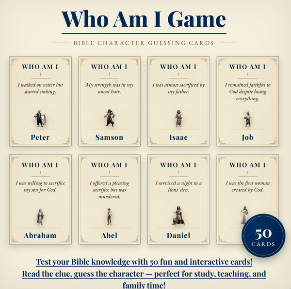 Free bonus: The "Who Am I?" Bible Character Game (50 cards)