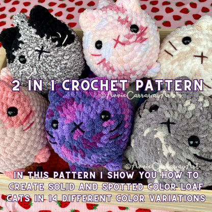 Loaf Cat Crochet Pattern — 2-in-1 Low-Sew Plushie Bundle