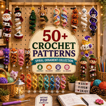 50+ Holiday Crochet Spiral Ornament Pattern Bundle