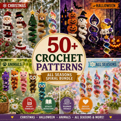 50+ Holiday Crochet Spiral Ornament Pattern Bundle