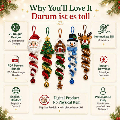 20-in-1 Christmas Crochet Spiral Pattern Bundle