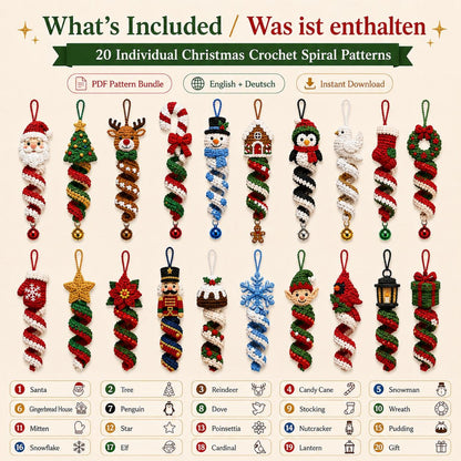 20-in-1 Christmas Crochet Spiral Pattern Bundle