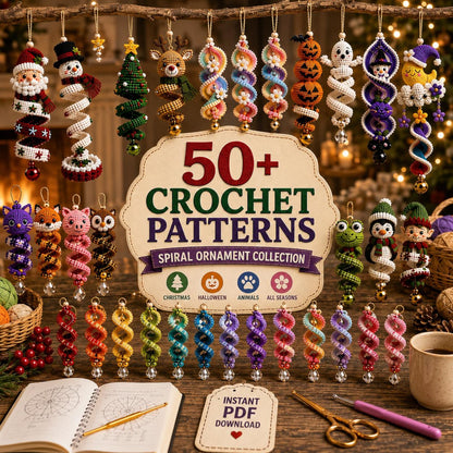50+ Holiday Crochet Spiral Ornament Pattern Bundle