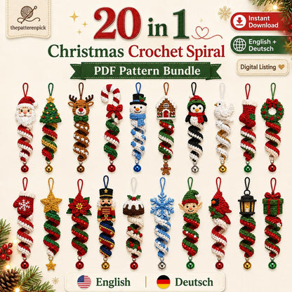 20-in-1 Christmas Crochet Spiral Pattern Bundle