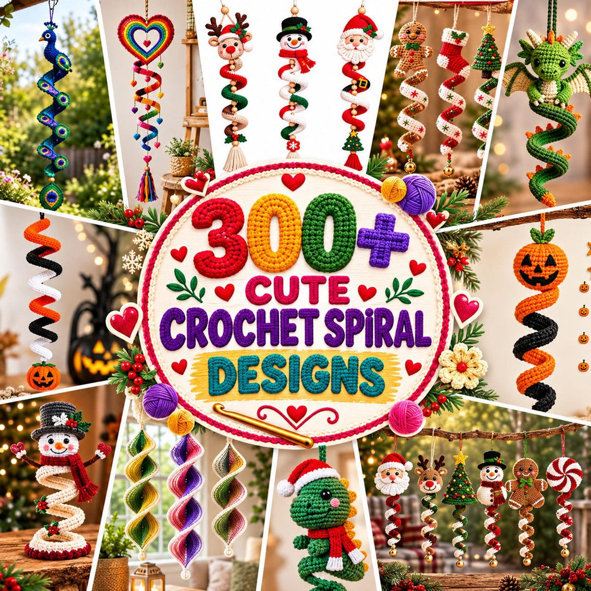 300+ Halloween & Christmas Crochet Spiral Pattern Bundle