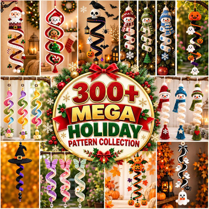 300+ Halloween & Christmas Crochet Spiral Pattern Bundle