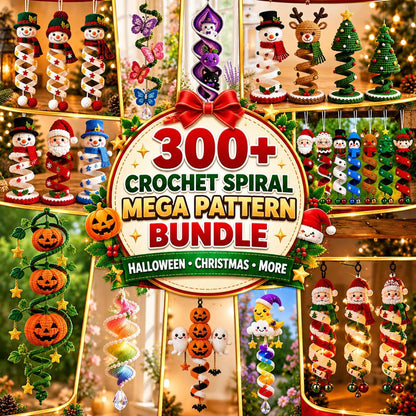 300+ Halloween & Christmas Crochet Spiral Pattern Bundle
