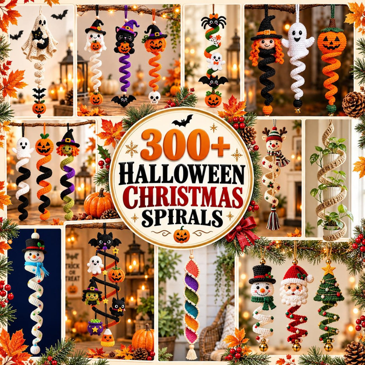 300+ Halloween & Christmas Crochet Spiral Pattern Bundle