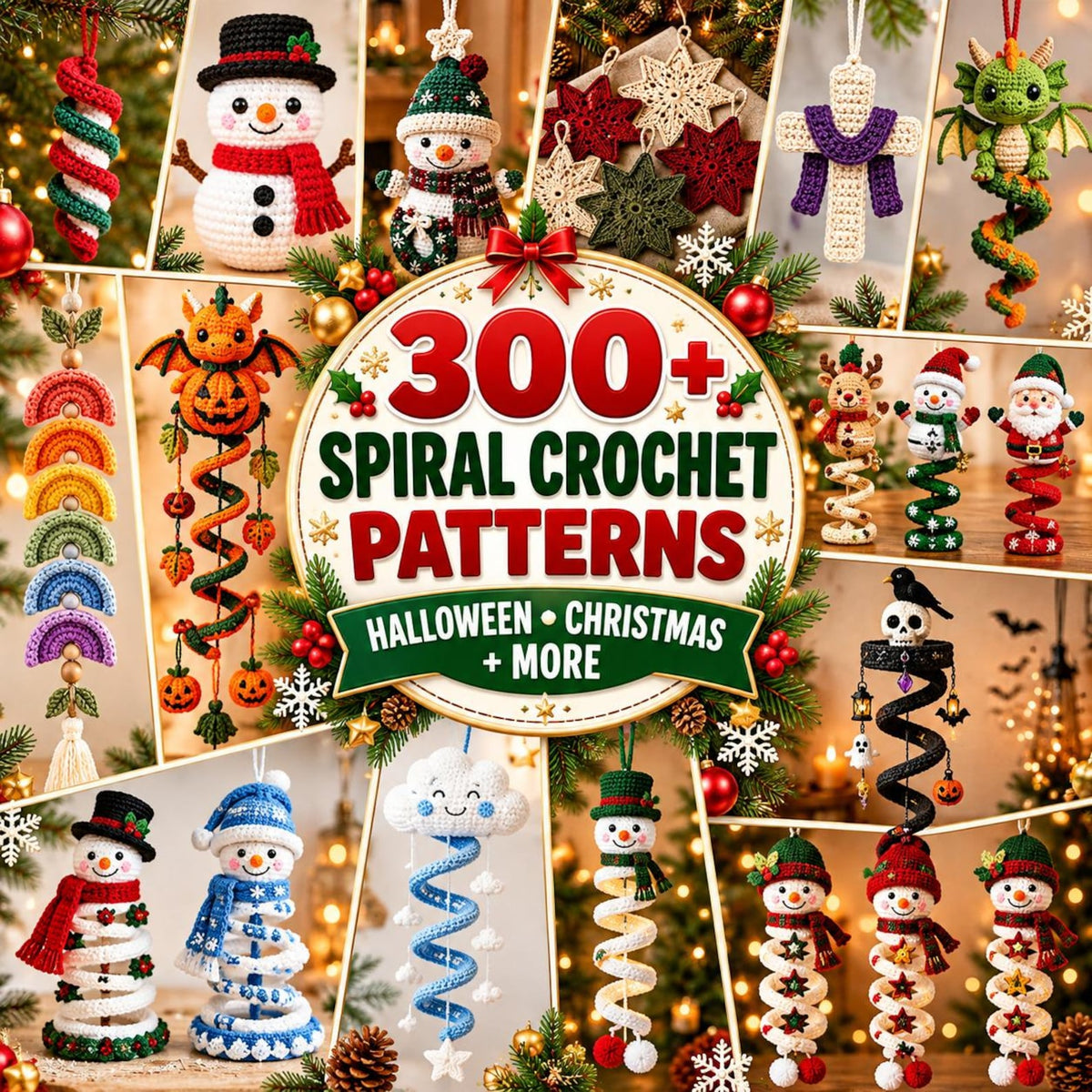 300+ Halloween & Christmas Crochet Spiral Pattern Bundle