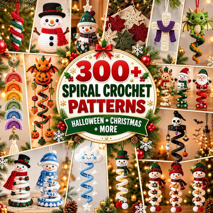 300+ Halloween & Christmas Crochet Spiral Pattern Bundle